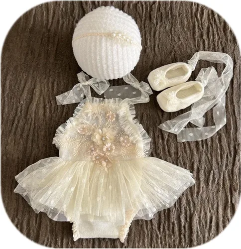Miniatura 2 de Trajes de fotografía para recién nacidos, accesorios de fotografía para recién nacidos, diadema de tutú de encaje, traje de sesión de fotos