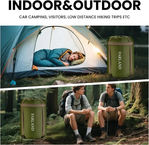 Miniatura 7 de FARLAND Sacos de dormir de 30 ℉ para adultos, adolescentes y niños con saco de compresión portátil y ligero para campamento de 3 a 4 estaciones