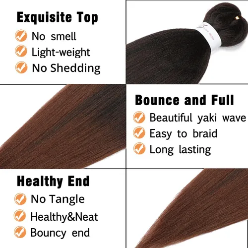 Miniatura 5 de Ubeleco 8 paquetes de cabello trenzado preestirado, 48 pulgadas, cabello trenzado ombré, textura Yaki suave, profesional, sin picazón, ajuste