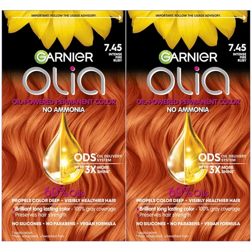 Miniatura 27 de Garnier Olia Tinte para el cabello permanente rico en aceite de color brillante sin amoníaco, 5.0 marrón medio (paquete de 2) tinte para el cabello