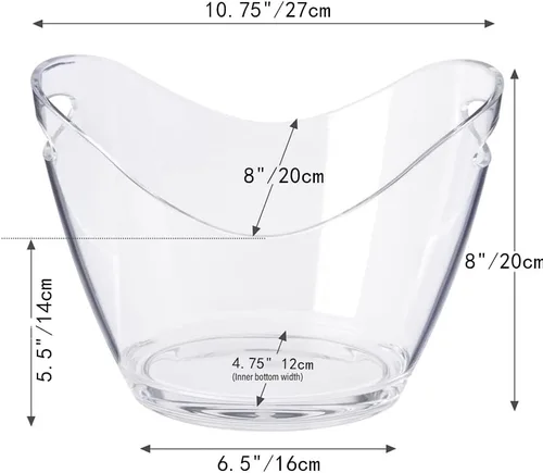 Miniatura 3 de Enfriador de vino y tina de bebidas para fiestas, cubo de hielo acrílico transparente de grado alimenticio, bañera de almacenamiento de 3.5 litros
