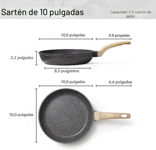 Miniatura 2 de CAROTE Sartén antiadherente para saltear y freír, sartén para tortilla, sartén de chef de granito no tóxico y saludable, sartén para huevos Negro