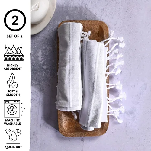 Miniatura 2 de Folkulture Juego de 2 toallas de mano con lazo para colgar, juego de 2 toallas de mano bohemias para baño, 100% algodón para colgar y toallas