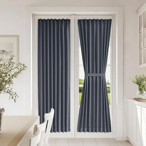 Miniatura 56 de Vatge - Cortinas autoadhesivas para puerta francesa, tratamiento de ventana con filtro de luz sin varillas ni perforaciones para puertas de cristal