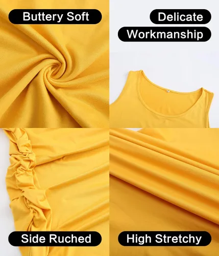 Miniatura 4 de KUNINDOME Vestidos de maternidad para uso diario, fotografía de baby shower, vestidos sin mangas de manga corta, fruncido lateral