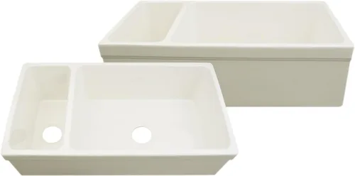 Miniatura 5 de Whitehaus WHQDB542-WH Farmhaus - Fregadero reversible de arcilla refractaria de 36 pulgadas, color blanco