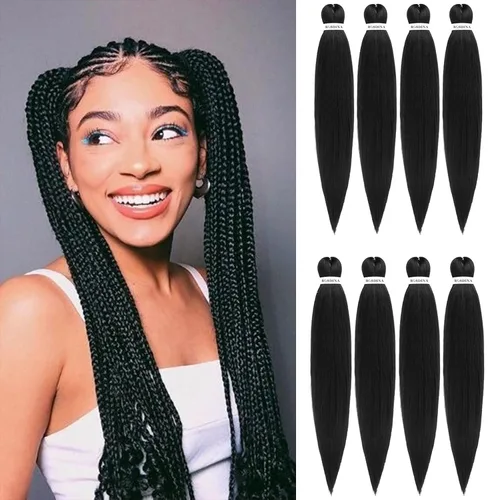 Miniatura 40 de Cabello trenzado preestirado - 12 pulgadas, 8 paquetes, cabello trenzado corto natural negro para trenzas torcidas o en caja, extensiones de cabello
