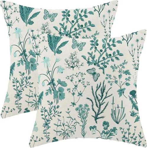 Miniatura 36 de AEIOAE Fundas de Almohada de Primavera 12x20 Pulgadas Juego de 2, Fundas de Almohadas Decorativas de Flores Silvestres y Plantas Verde Salvia