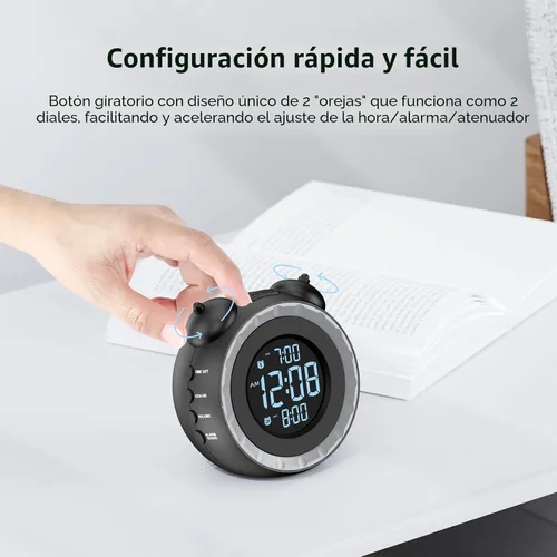 Miniatura 4 de uscce Reloj despertador fuerte dual con agitador de cama - Atenuador 0-100%, reloj despertador vibratorio para personas que duermen pesadas