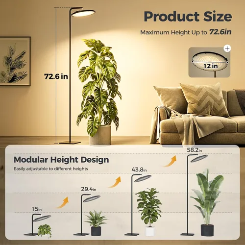 Miniatura 2 de Bamworld - Foco colgante de crecimiento para plantas de interior, espectro completo, 10 niveles regulables, luz LED de crecimiento, cable largo