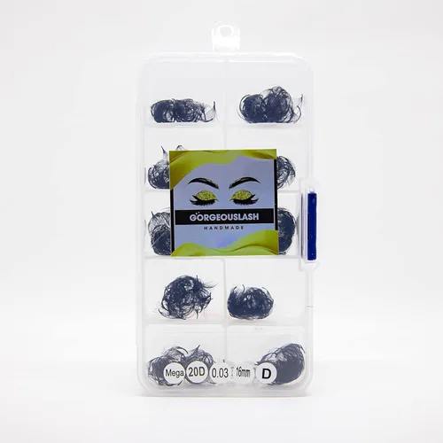 Miniatura 18 de Extensiones de pestañas 20D, 25D. 500 abanicos de pestañas prefabricados. Extensiones de pestañas. Hechas a mano (20D - rizo D - 0.03, 0.55 pulgadas)