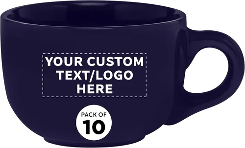 Miniatura 12 de Juego de 10 tazas de capuchino de cerámica personalizadas, 18 onzas, paquete a granel, perfectas para café, té, espresso, cacao caliente y otras