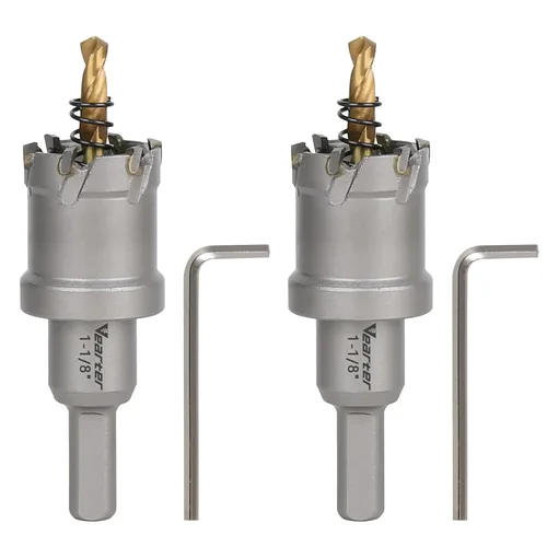 Miniatura 39 de Sierra perforadora de carburo de 1-1/2 pulgadas (1.496 in) para metal duro, cortador de agujeros con punta de carburo de tungsteno con broca piloto