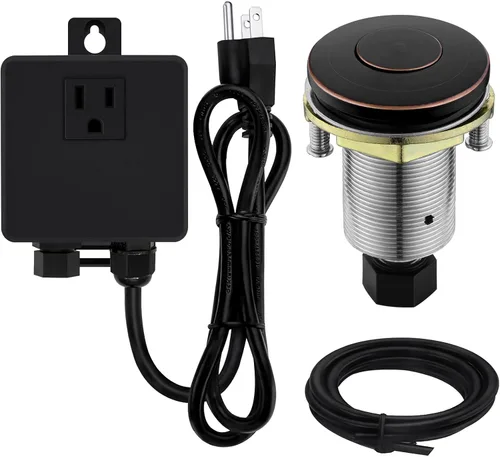 Miniatura 10 de Kit de Interruptor de Aire SinkTop para Triturador de Basura con Botón Largo, Cubierta Hecha de Latón, UL, Negro Mate