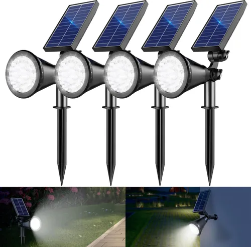 Miniatura 9 de Luces solares para exteriores impermeables, 36 LEDs 1000LM Focos solares ajustables para exteriores, iluminación de paisaje 2 en 1 alimentada por
