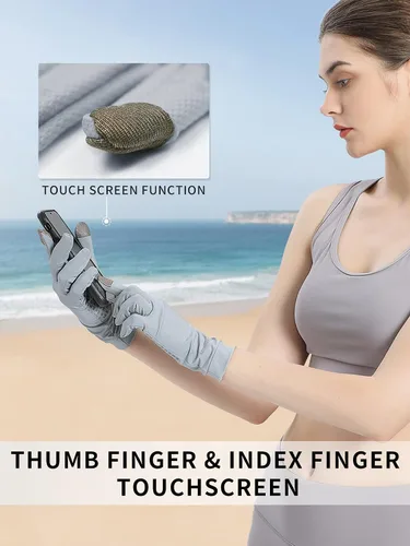 Miniatura 4 de Guantes de protección UV para hombre y mujer, guantes para pantalla táctil, UPF 50+, guantes de protección solar para ciclismo, pesca, correr