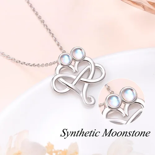 Miniatura 21 de Cadena de plata esterlina y dije de corazón y animal tierno con palabras grabadas, cadena de 18 pulgadas, para mujeres y niñas