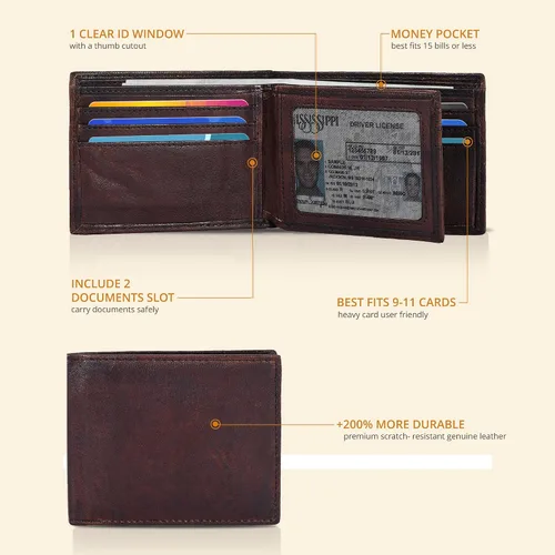 Miniatura 2 de Carteras RFID delgadas para hombres - Cartera de bolsillo frontal de piel genuina