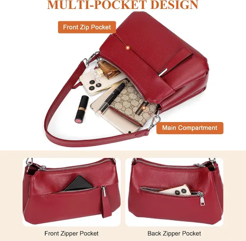 Miniatura 30 de Over Earth Genuine Leather Crossbody Bags for Women Small Hobo Handbags Shoulder Purses with 2 Detachable Straps