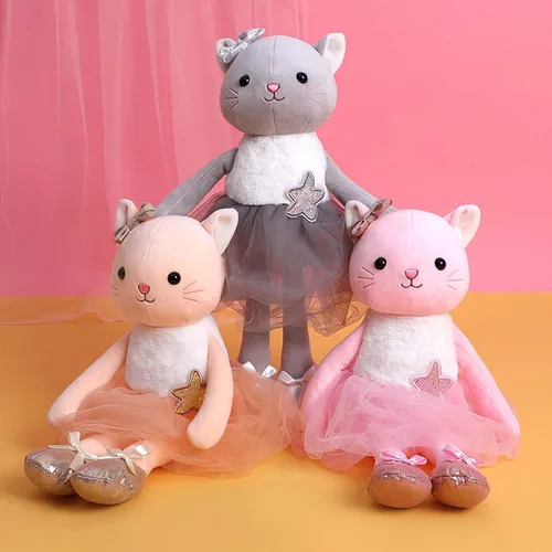 Miniatura 3 de Muñecas de bailarina de peluche, gatito, gato, animales de peluche, juguetes de ballet para niñas, regalos de recital para niñas, 15.5 pulgadas Gris