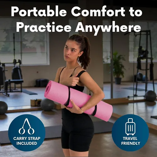 Miniatura 6 de Esterilla de yoga plegable gruesa, en 6 combinaciones; mayor soporte y protección para las articulaciones, sistema de alineación corporal y Rosado