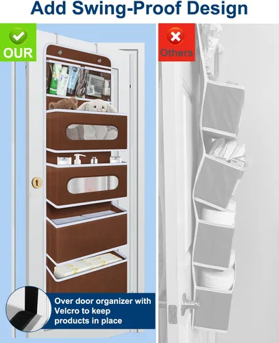 Miniatura 6 de Organizador para colocar sobre la puerta con 2 pequeños de PVC y 4 bolsillos grandes detrás de la puerta, organizador de almacenamiento
