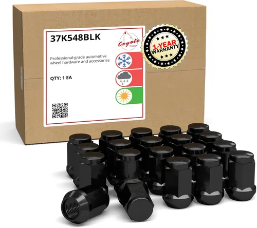 Miniatura 21 de Wheel Accessories Parts 20 tuercas de llanta M14x1.5 14x1.5 rosca OEM estilo fábrica 1.65" largo negro 7/8" 0.866 in hexagonal para Jeep Wrangler