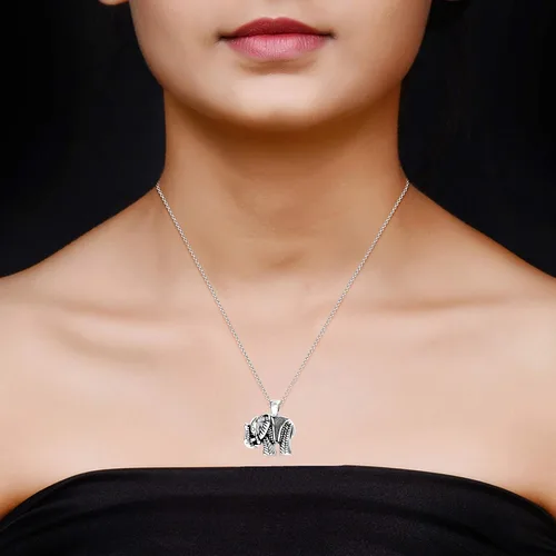 Miniatura 4 de LeCalla Collar con colgante de elefante de plata de ley 925, lindos animales de la buena suerte, pulseras, aretes, joyería para mujeres y mujeres