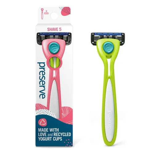 Preserve Shave 5 Maquinilla de afeitar recargable de cinco cuchillas, hecha de materiales reciclados, Key Lime Limonero