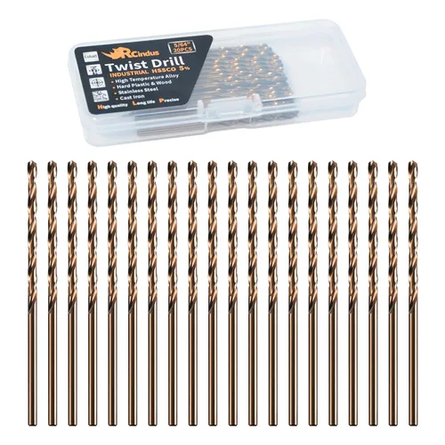 Miniatura 20 de (20PCS) Broca de cobalto de 1/8", brocas de metal HSS M35 para acero, acero inoxidable, hierro fundido, plástico duro y madera