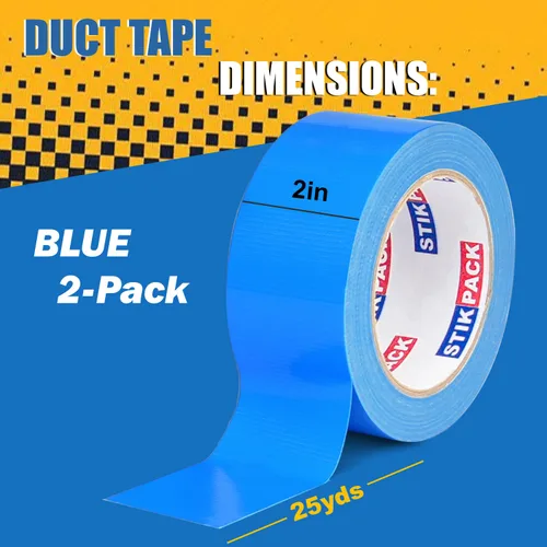 Miniatura 2 de 2 rollos de cinta adhesiva azul resistente, resistente e industrial, de color industrial, 9 mil x 2 pulgadas x 25 yardas, flexible, sin residuos