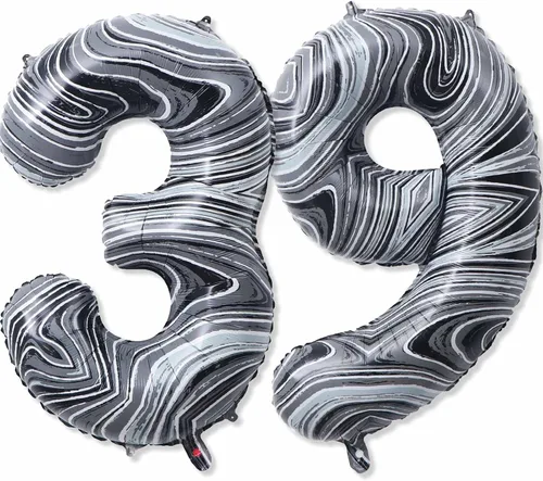 Miniatura 9 de Globos gigantes de papel de aluminio de mármol negro de 40 pulgadas, globos gigantes de helio del número 13 o 31 para decoraciones de cumpleaños
