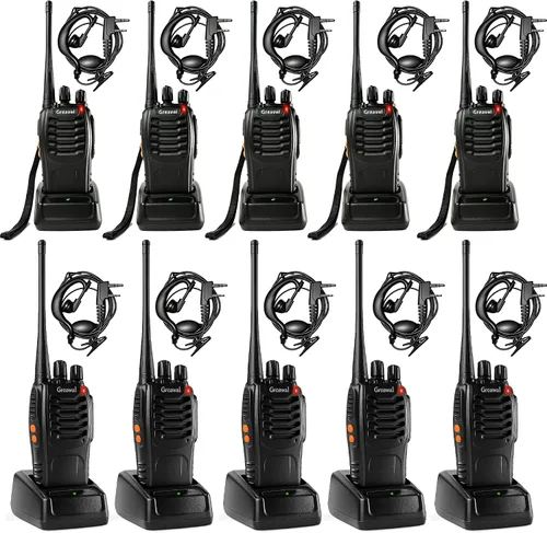 Miniatura 11 de Radio de 2 vías Walkie Talkie de largo alcance con auricular UHF de 16 canales 400-470 MHz (paquete de 2)