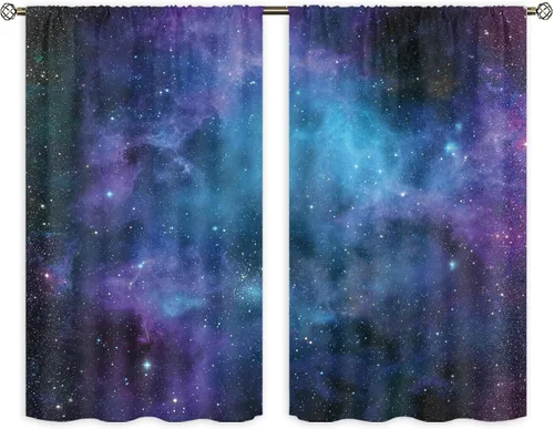 Miniatura 5 de Cortinas de cocina con diseño de galaxia para cocina, con bolsillo para barra, 27.5 pulgadas de ancho x 39 pulgadas de largo, decoración