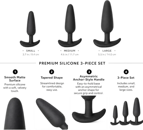 Miniatura 4 de Enchufe anal de entrenamiento anal, 3 juguetes sexuales de silicona para adultos, kit de juguetes sexuales anales para parejas principiantes