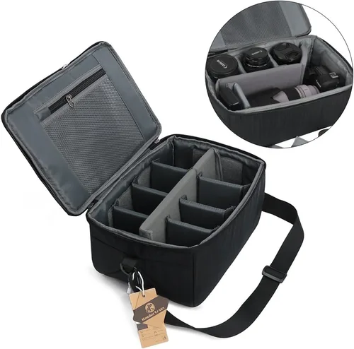 Miniatura 5 de Koolertron - Bolso universal para cámara DSLR, con particiones acolchadas forradas para lentes, funda protectora impermeable, para Canon/Nikon/Sony