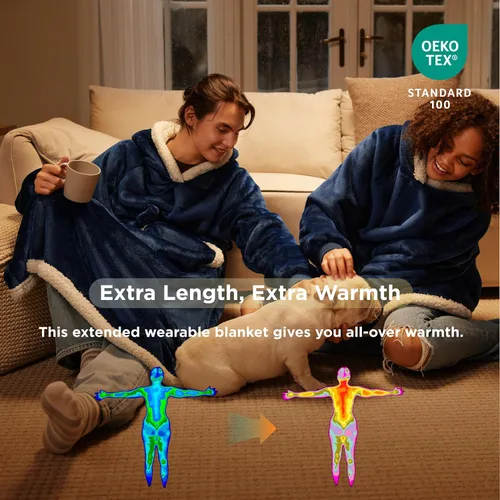 Miniatura 4 de Bedsure Manta Vestible con Capucha para Mujer - Manta Larga de Forro Polar Sherpa con Capucha para Adultos, Mujeres y Hombres, Cálida y Acogedora