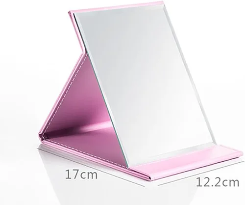Miniatura 2 de JOLY Protable - Espejo plegable de piel sintética para maquillaje con soporte ajustable para uso personal, viajes (S, rosa)