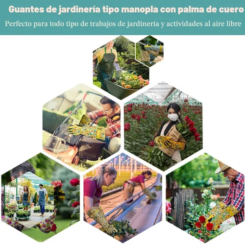 Miniatura 6 de Guantes Largos de Jardinería, Resistentes a Espinas y Pinchazos, Guantes Protectores para Rosas y Cactus para Jardinero, Regalos Girasol