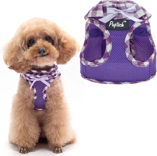 Miniatura 11 de PUPTECK Arnés de malla suave con volantes acolchados para perros y gatos, arneses para mascotas pequeñas