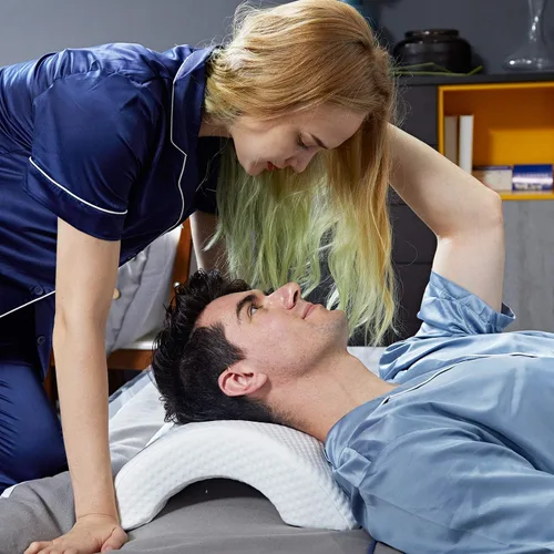 Miniatura 9 de ALEVMOOM Almohada de brazo para dormir para pareja, espuma viscoelástica, para viajes, en forma de arco, almohada en forma de U, que proporciona