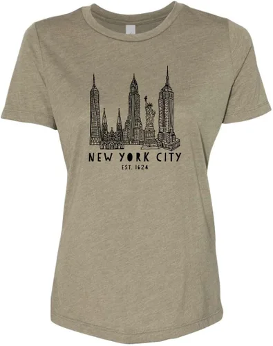 Miniatura 9 de Cute Women's Screen Printed Crew Neck Tee, Shirts With Sayings, Dusty Blue or Olive