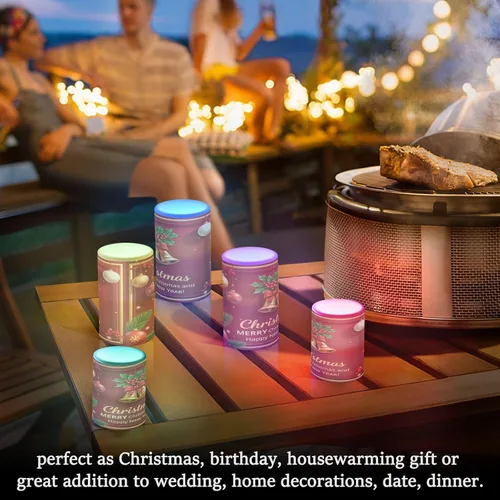 Miniatura 7 de Kcldeci Velas sin llama, copos de nieve de Navidad, bolas de Navidad, funcionan con pilas, velas LED sin llama, juego de 2