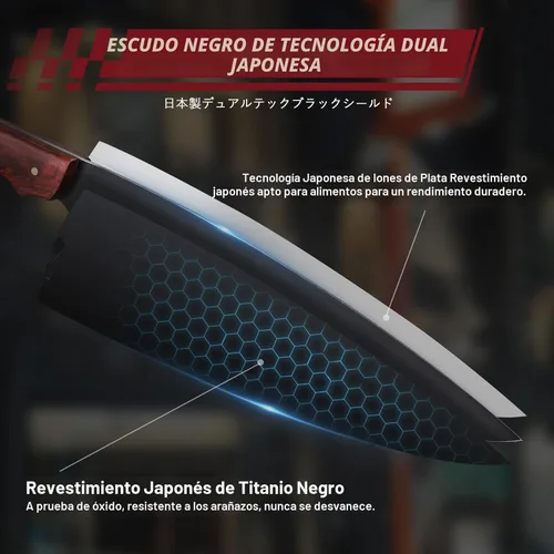 Miniatura 3 de Juego de cuchillos de cocina DRGSKL con bolsa - 6 piezas Juego de cuchillos de chef - Cuchillo de cortar, deshuesador, fileteador, santoku, cuchillo