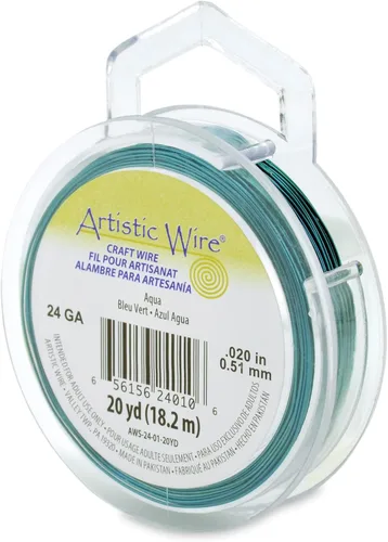 Miniatura 60 de Artistic Wire, alambre para manualidades de calibre 22 bañado en plata, resistente a las manchas, color cobre, blanco, 9,1 m