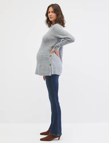 Miniatura 3 de Motherhood Maternity Suéter tipo túnica con cuello redondo para mujer
