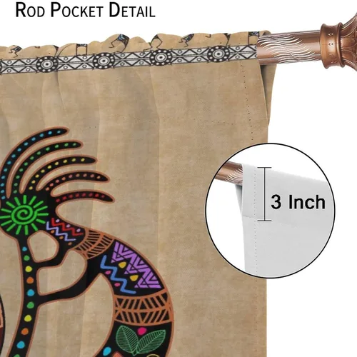 Miniatura 5 de Kokopelli - Cortinas opacas para cocina, decoración de sala de estar, dormitorio, 21 x 45 pulgadas, 2 paneles