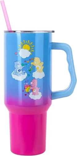 Miniatura 29 de Silver Buffalo - Vaso de acero inoxidable Sanrio Hello Kitty con flores de primavera y verano y rayas arcoíris, con asa y popote, compatible