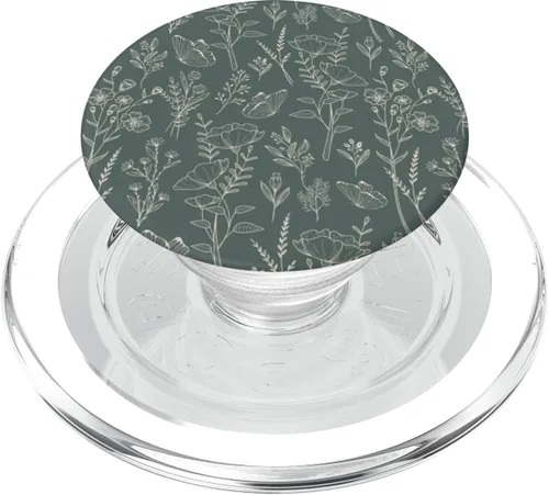 Miniatura 8 de Butterfly Meadow Botánico Flor Silvestre (Muted Forest Green) PopSockets Estándar PopGrip