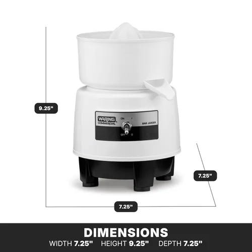 Miniatura 3 de Waring Commercial BJ120C Exprimidor Compacto de Cítricos, 120V, Enchufe 5-15P, Blanco, 34 Onzas